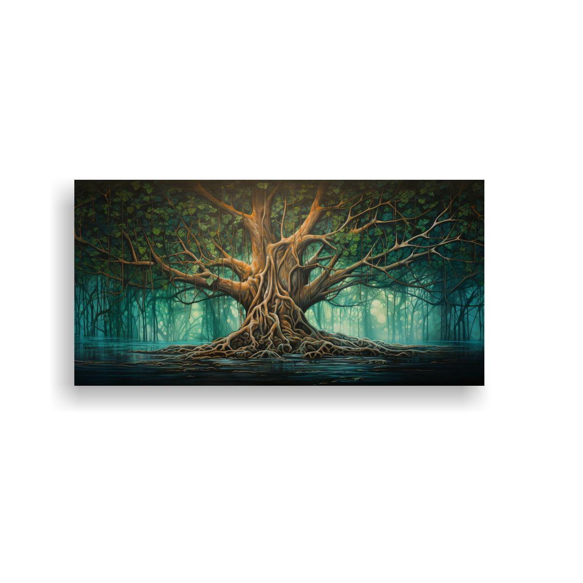 Cuadro Acuarela Abstracto A Banyan Tree En Estilo 140x70cm-0