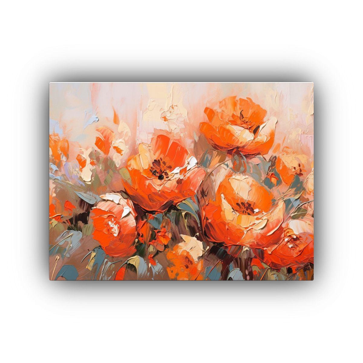 Pintura De Flores En Lienzo Estilo Decorativo Con Finas Lín 65x50cm-0
