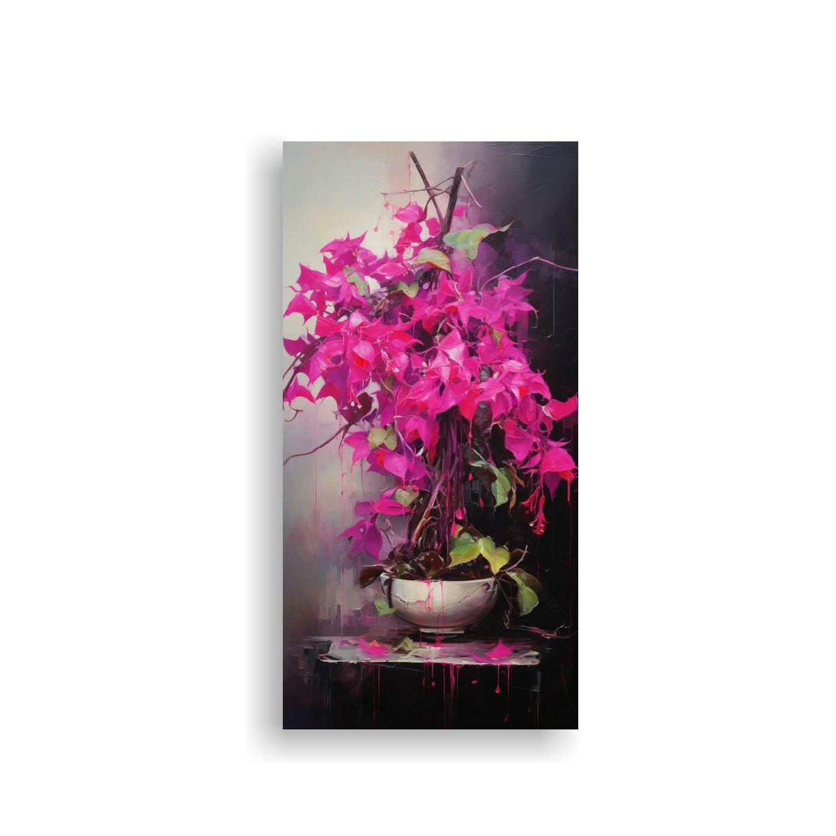 Cuadro Abstracto De Bonsái Fucsia En Hermoso 60x120cm-0