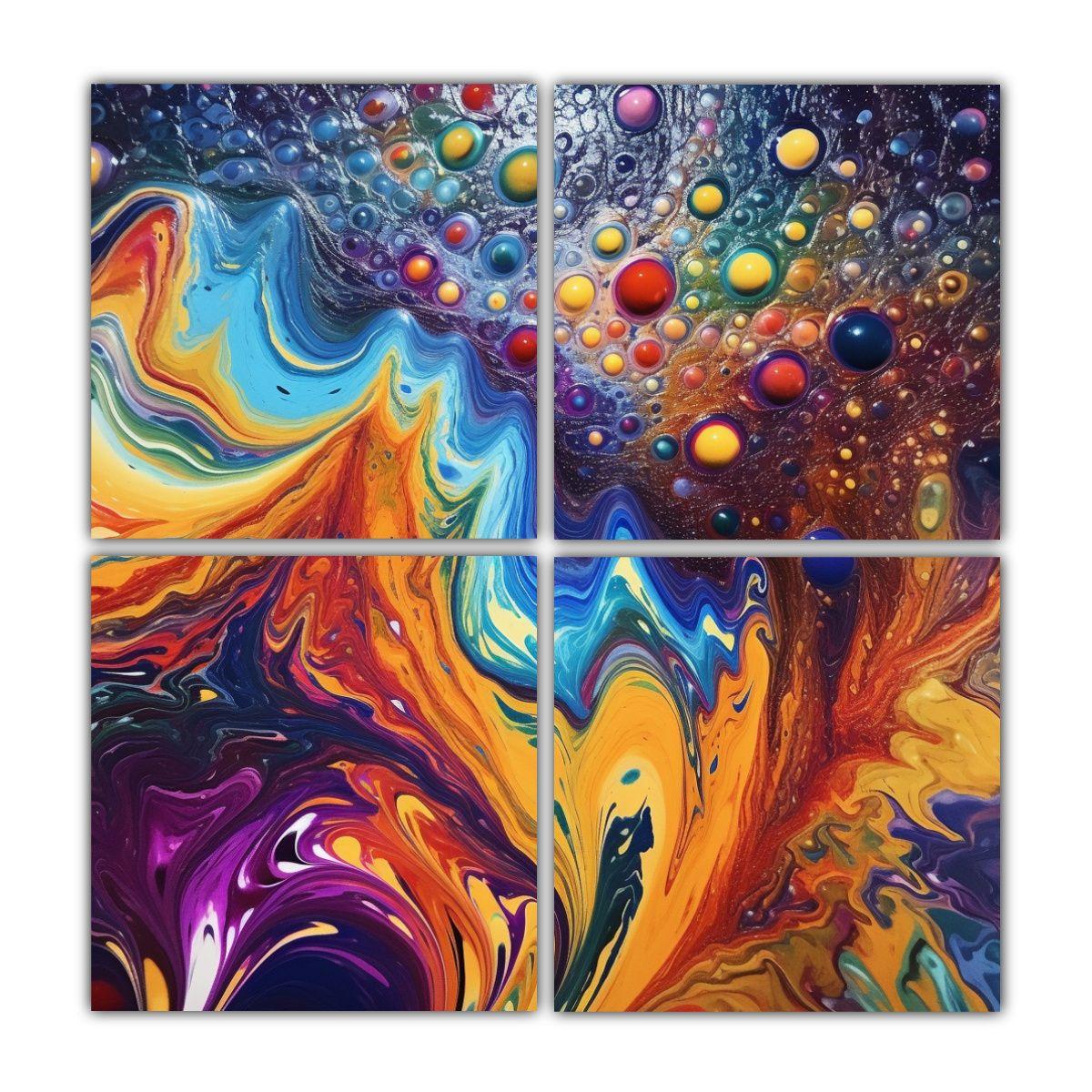 Cuadriptico Impreso Arte Grafico Pour Painting 120x120 Cm-0