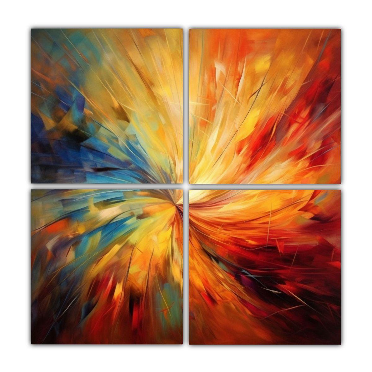 Cuadro Abstracto Colorido Gran Imagen Expresiva 140x140 Cm-0