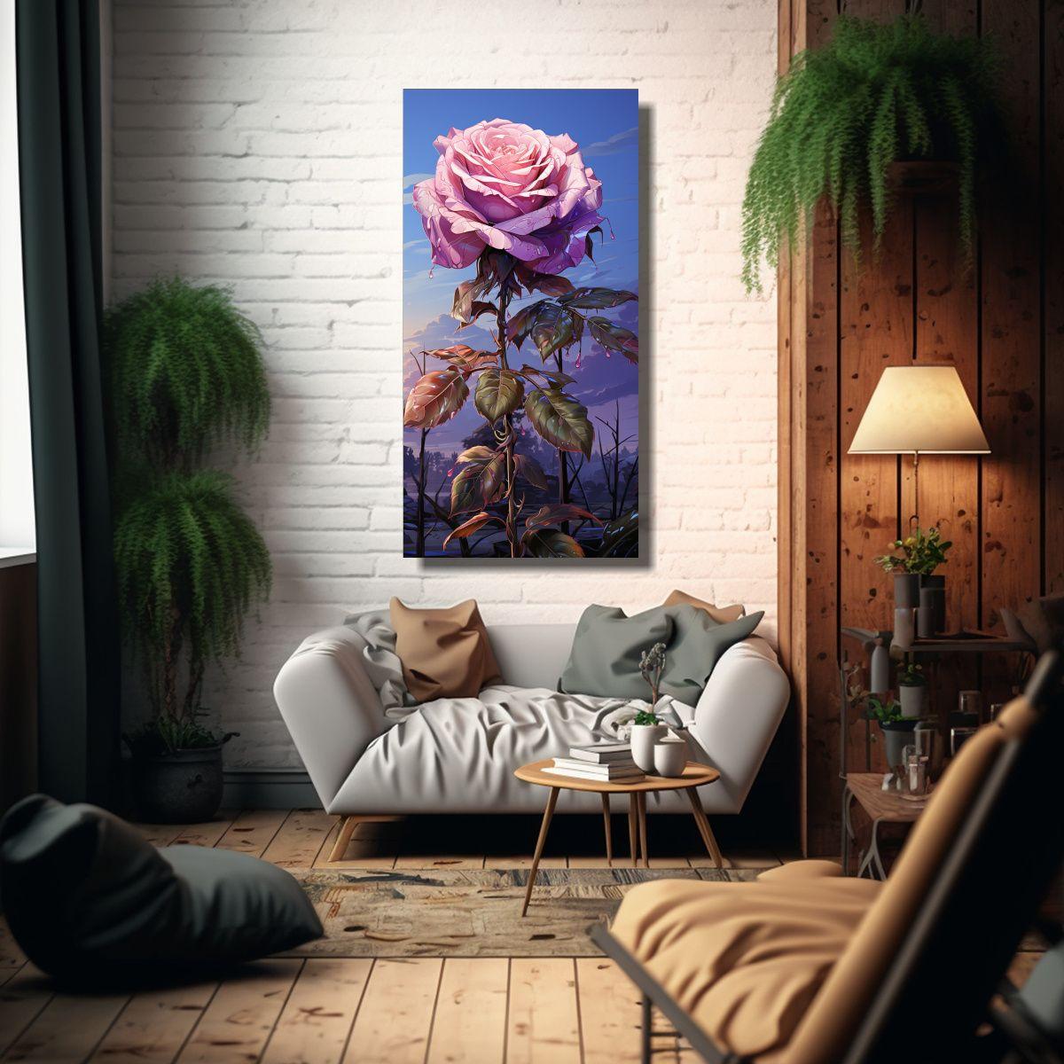 Pintura Decorativa De Una Rosa Venenosa, Imagen 30x60cm-2