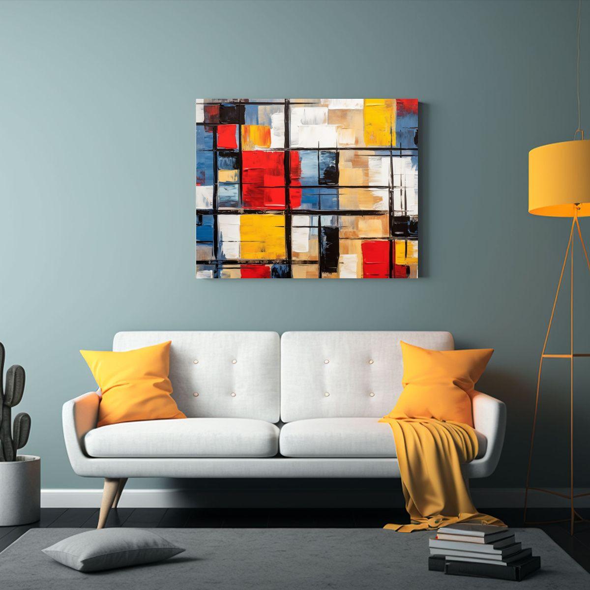Pie: Impacto Visual Con Una Vibrante Obra Abstracta Colorida 50x40cm-2