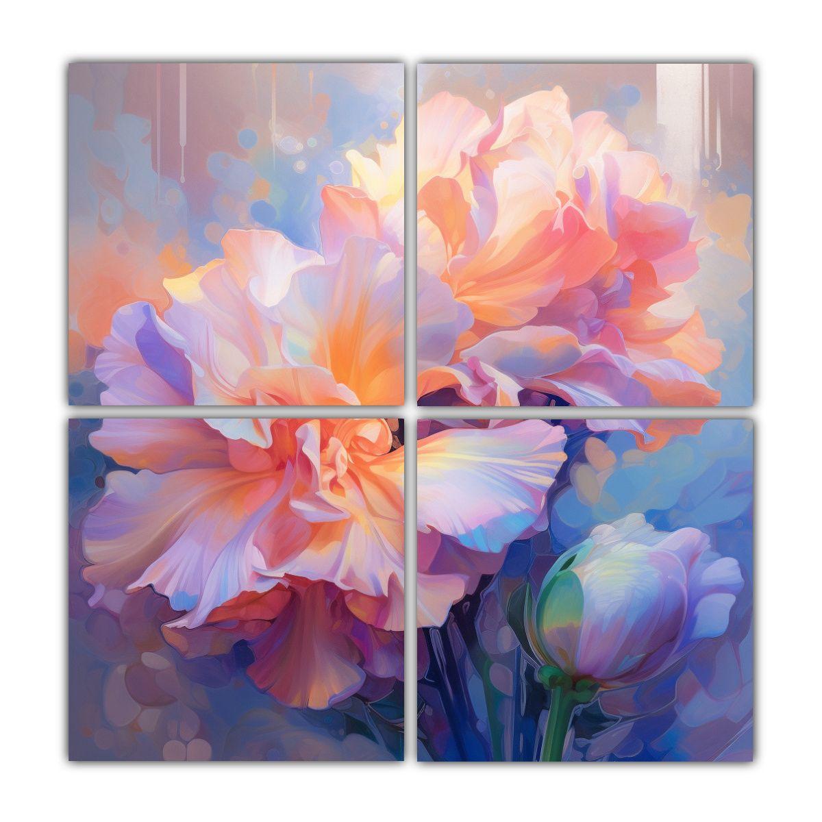 Pinturas Modernas De Flores Pintadas En Tonos 160x160 Cm-0
