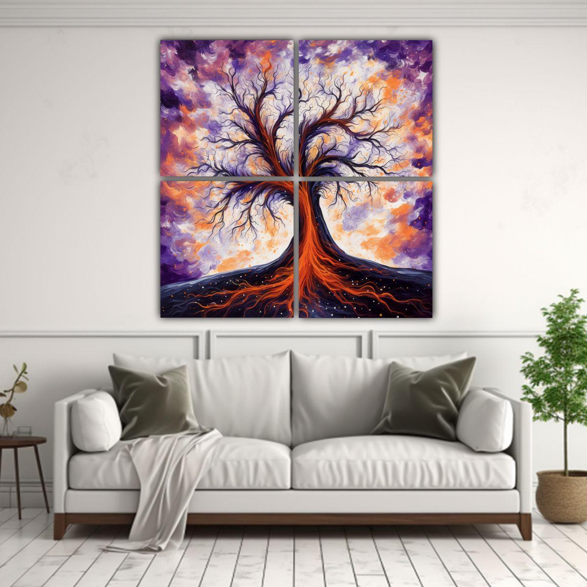 Pintura Floral Abstracta En Bastidor: Arte 160x160 Cm-2