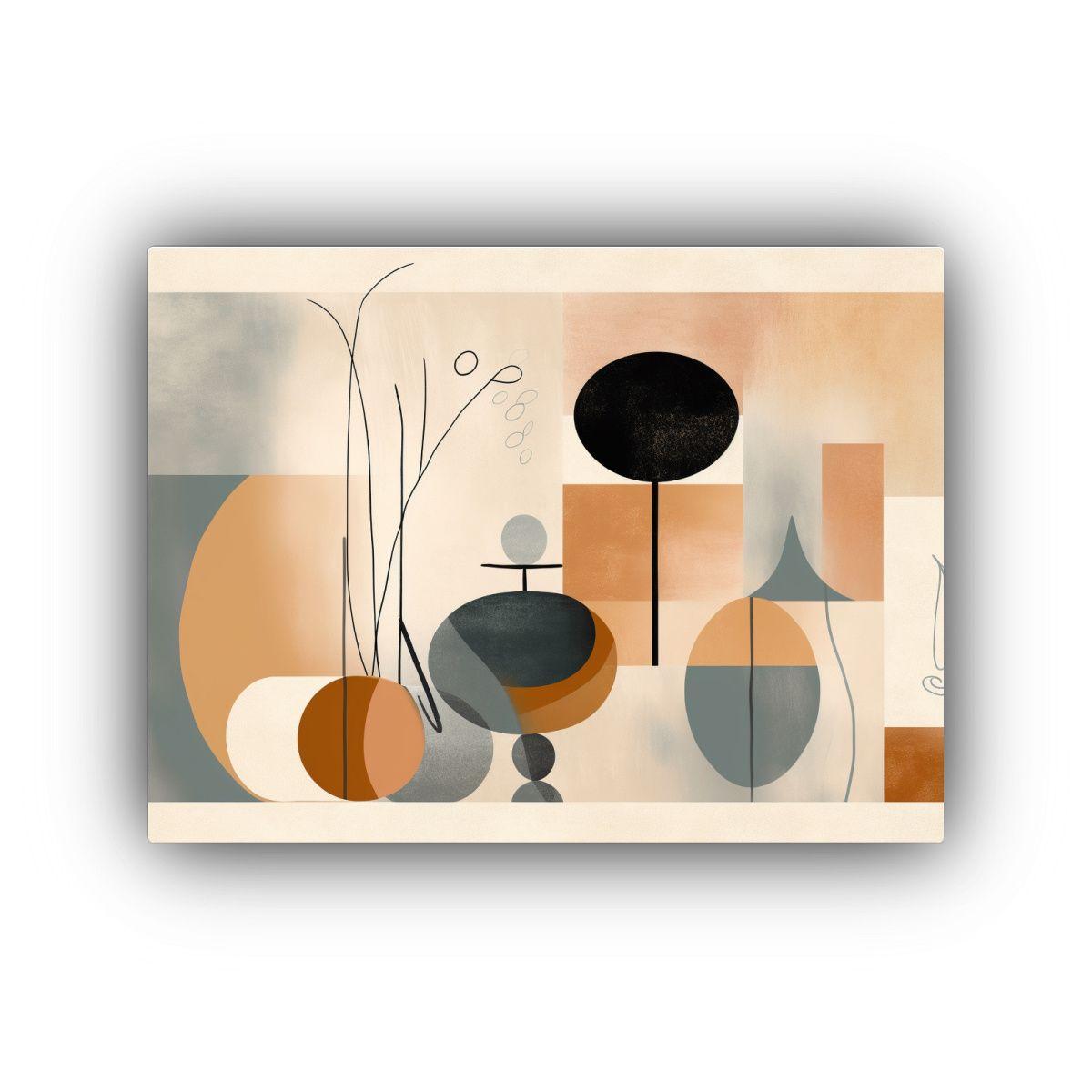 Cuadro Abstracto Inspirador De Líneas Y Objetos En Colores  90x60cm-0