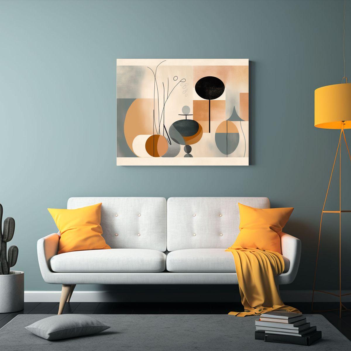 Cuadro Abstracto Inspirador De Líneas Y Objetos En Colores  90x60cm-2