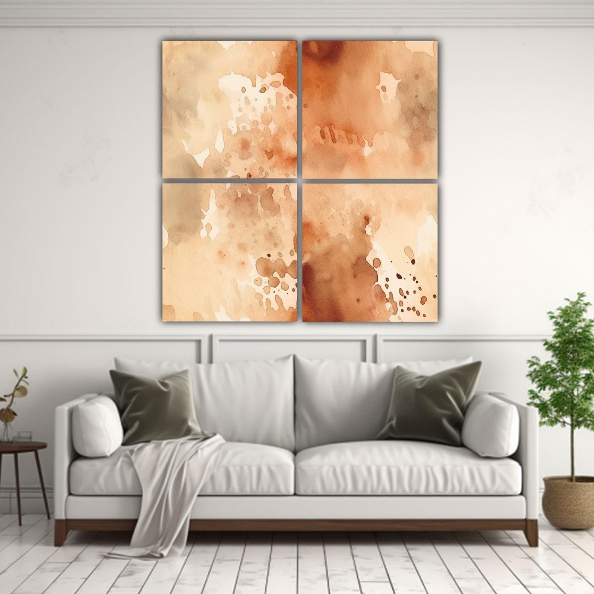 Cuatro Arte De Pared Hermoso Vida En Acuarela E 120x120 Cm-2