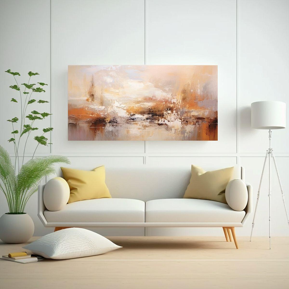 Cuadro Abstracto Artesanal En Estilo óleo 80x40cm-2