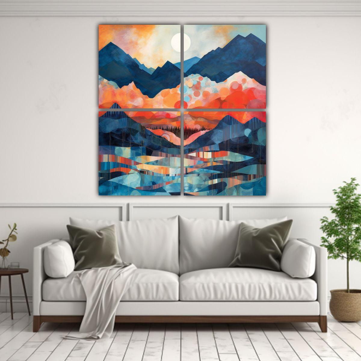 Cuadro Fantasía: Composiciones De Montañas Y 120x120 Cm-2