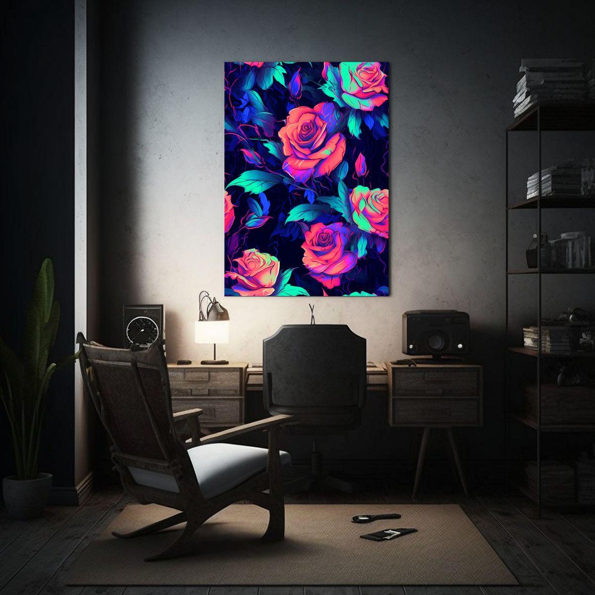 Pintura Decorativa De Pared Con Patrón De Rosas 20x30cm-2