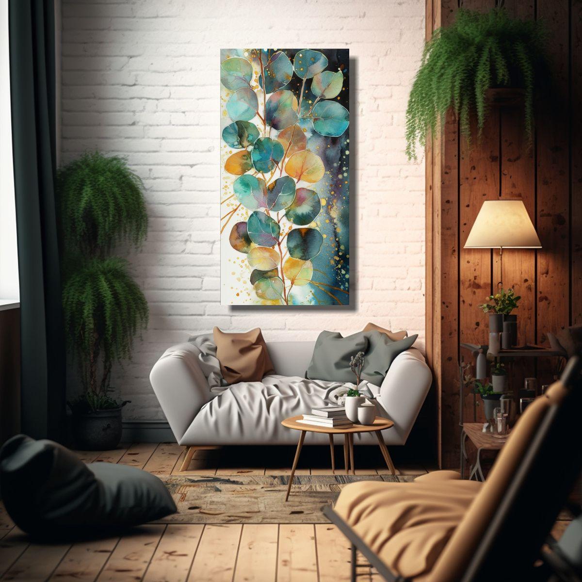 Cuadro Decorativo Clásico Con Hojas De Eucalipto 30x60cm-2