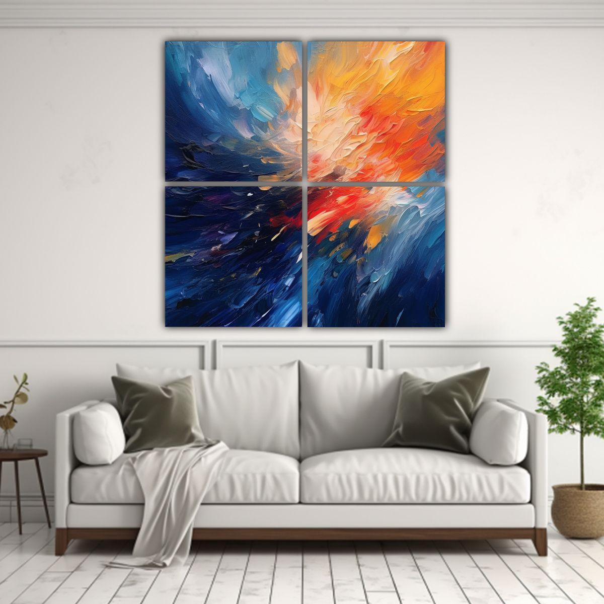 Cuatro Lienzos De Tela Vanguardia Elegante 200x200 Cm-2