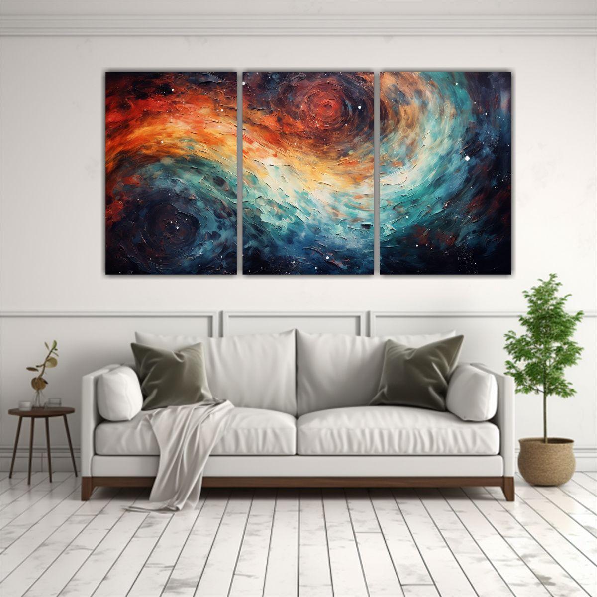 Cuadros Decorativos Simétricos De Galaxias 120x60 Cm-2