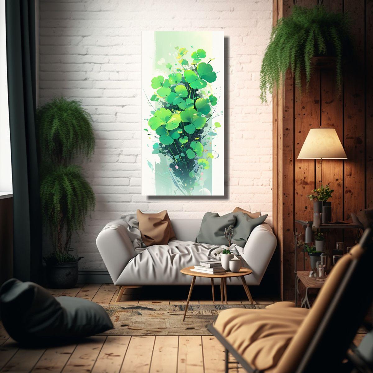Pintura De Pared Tema Equilibrio Colores Verde 70x140cm-2