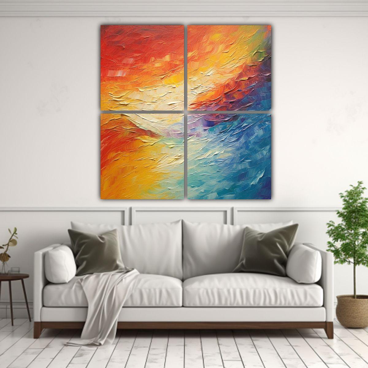 Cuatro Telas En Bastidor Imagen Abstracta Colores 60x60 Cm-2