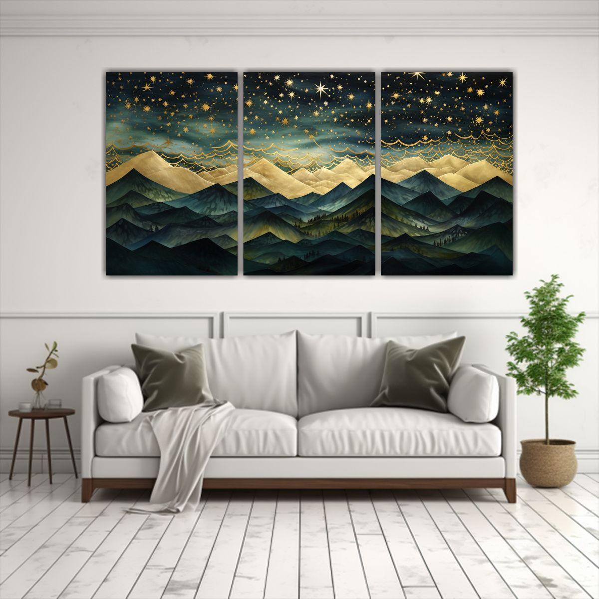 Conjunto 3 Lienzos Composición Única Paisaje 60x30 Cm-2
