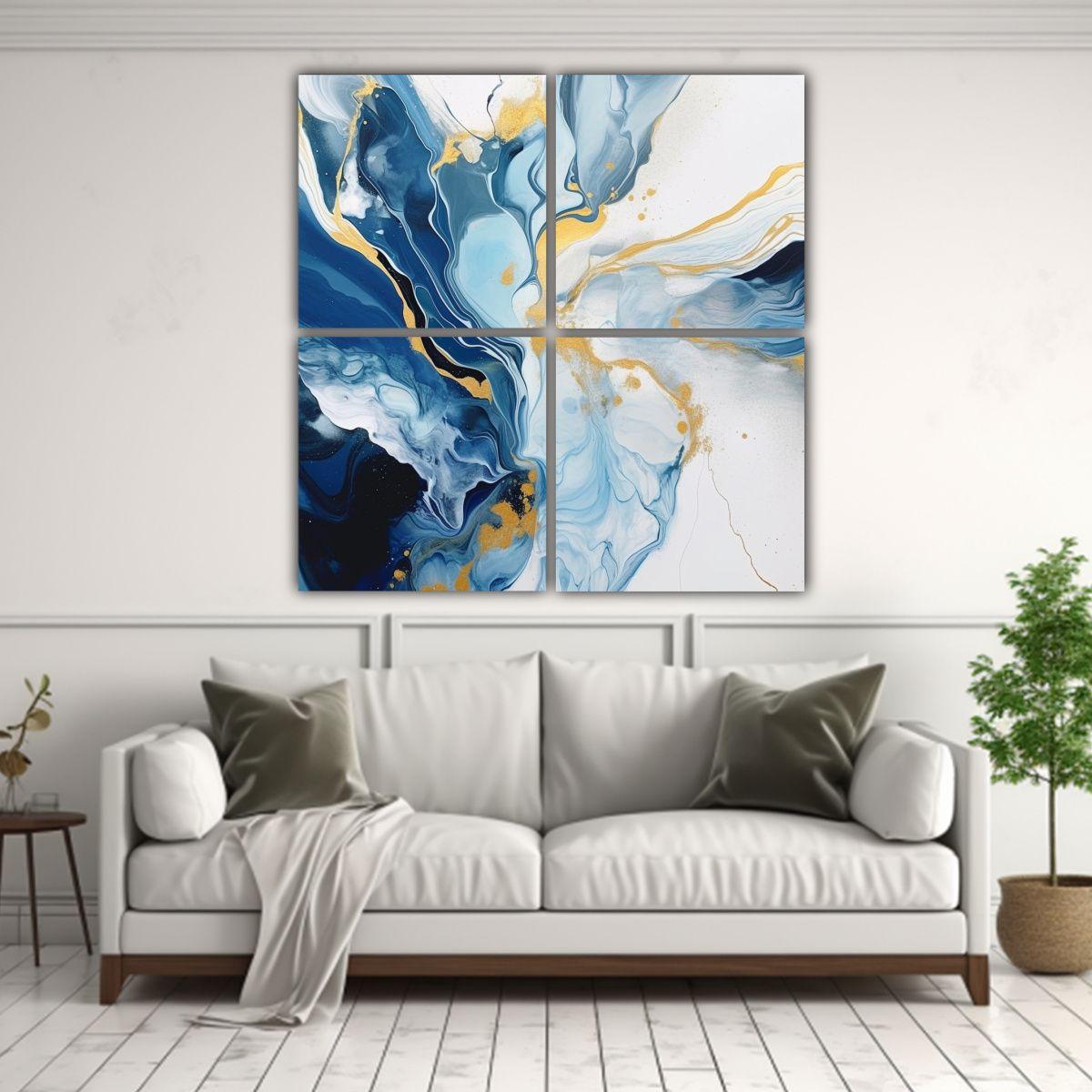 Cuadro De Pared Fotografía Abstracta Azul, 160x160 Cm-2