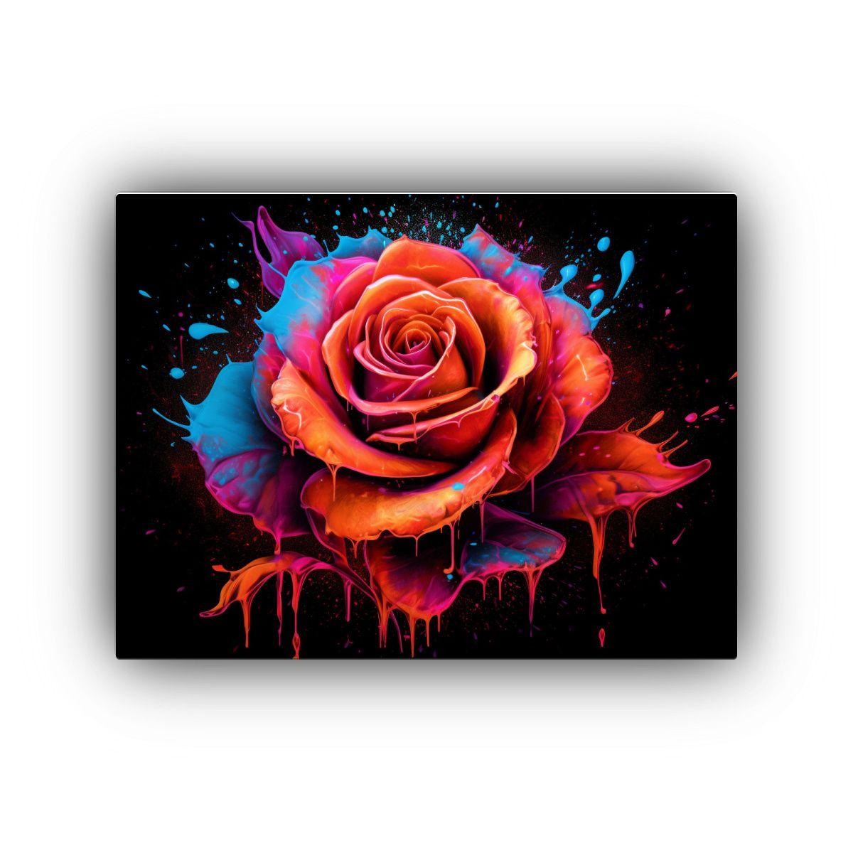 Pintura En Bastidor De Rosas Majestuosas Estilo Explosión D 50x40cm-0