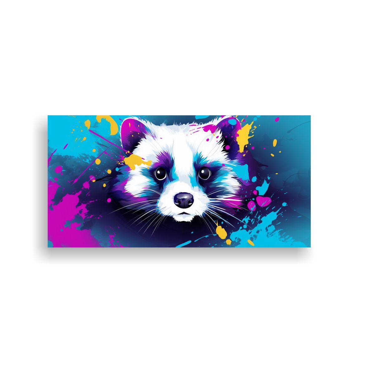Cuadro Neo Pop Art Con Hurón En Colores Morado Y  160x80cm-0
