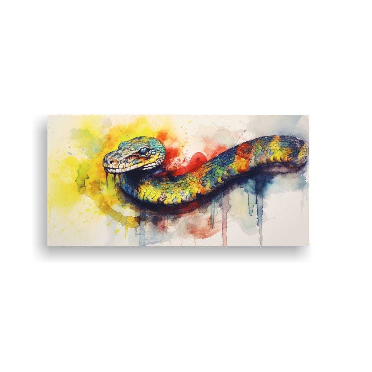 Pintura Surrealista De Cobra En Acuarelas 120x60cm-0