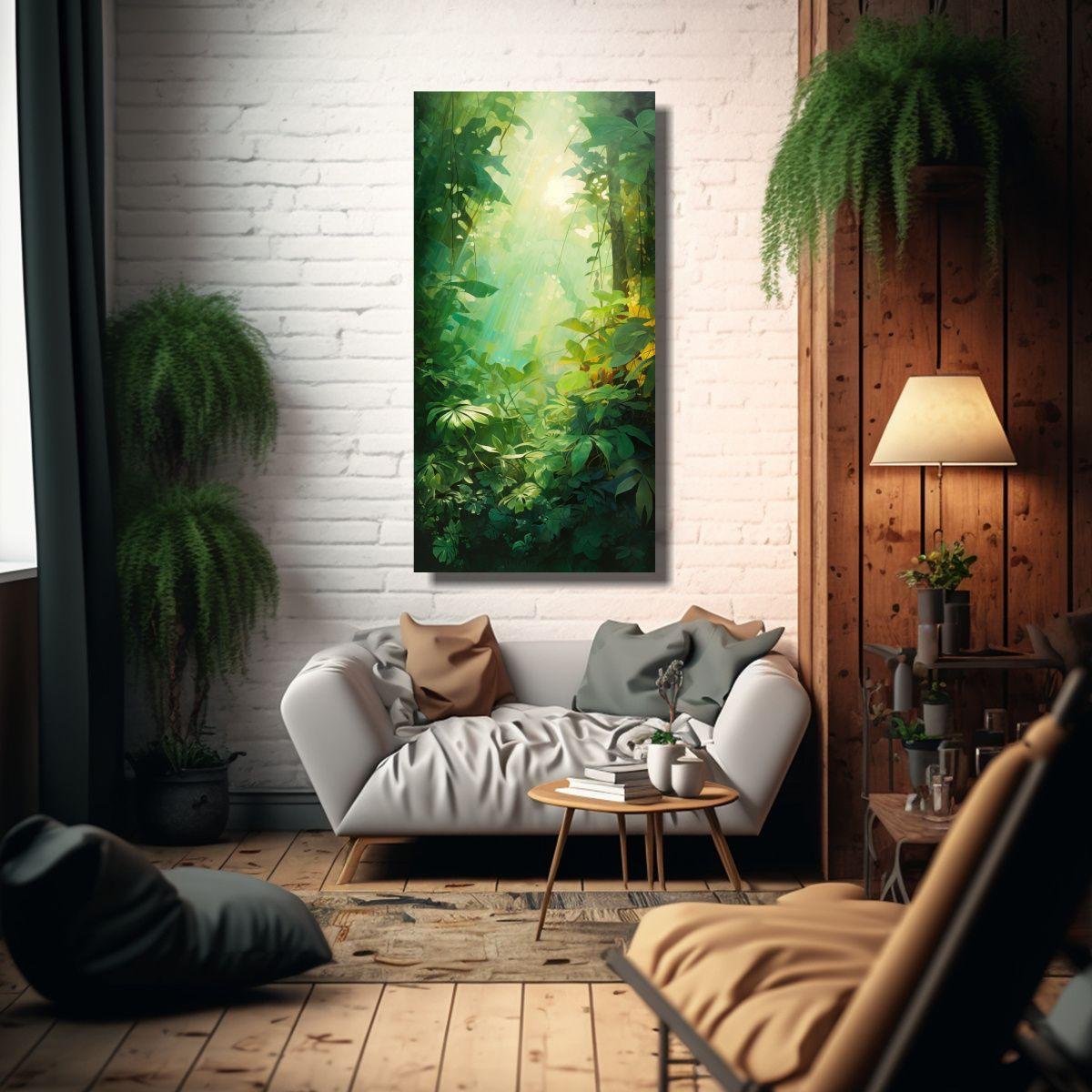 Cuadro Tela Sublimada Armonía Bosque Lluvia 70x140cm-2