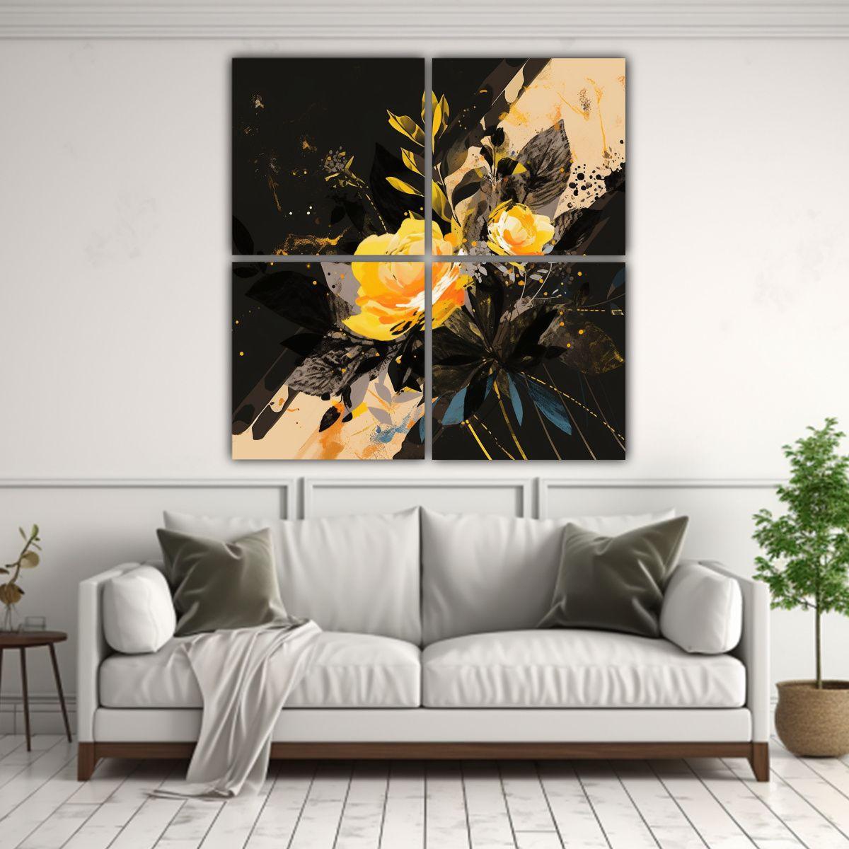 Cuadro Decorativo Amarillo Y Negro Estilo Neonoir 60x60 Cm-2