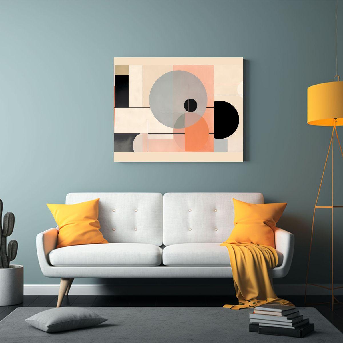Pintura Abstracta Geométrica Con Colores Pastel 90x60cm-2