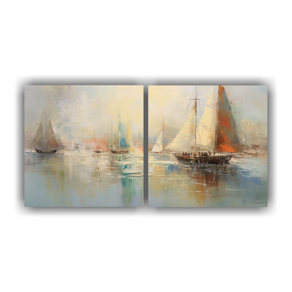 Conjunto De 2 Telas En Bastidor Colores Vibrantes 80x40 Cm-0