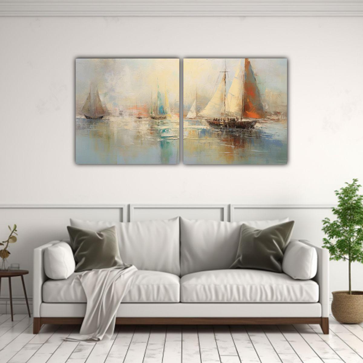 Conjunto De 2 Telas En Bastidor Colores Vibrantes 80x40 Cm-2