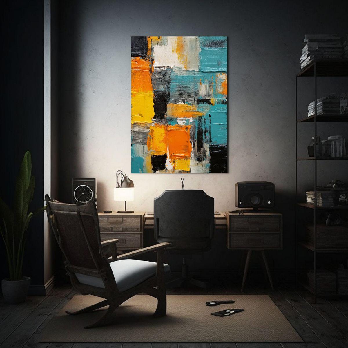 Cuadro Espectacular Multicapa Simétrico De Paleta Colorida  50x65cm-2
