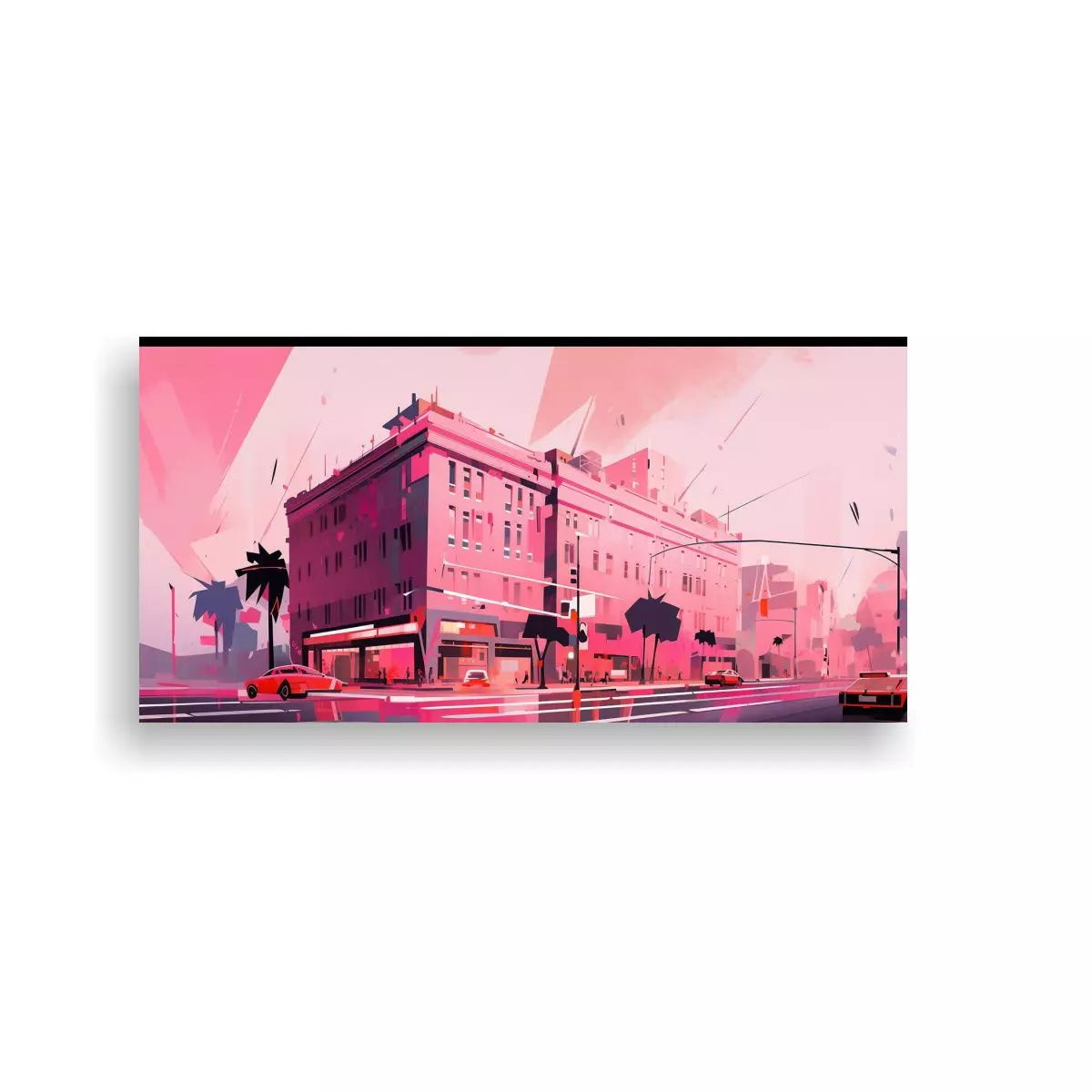 Pintura Decorativa Inspirada En Santiago, Chile En 140x70cm-0