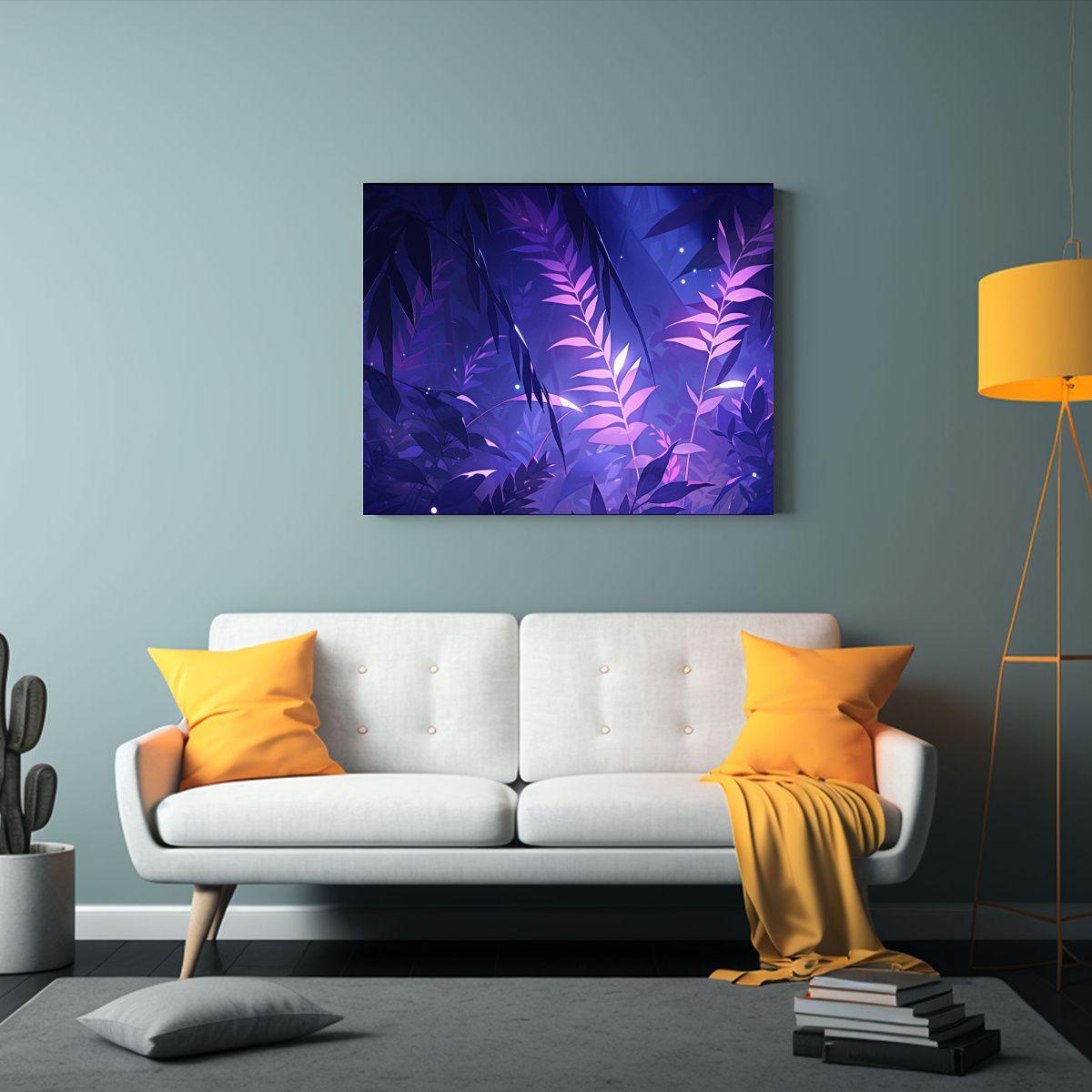 Obra En Lienzo Heliconia En Tonos Morados Neonoir Decoració 30x20cm-2