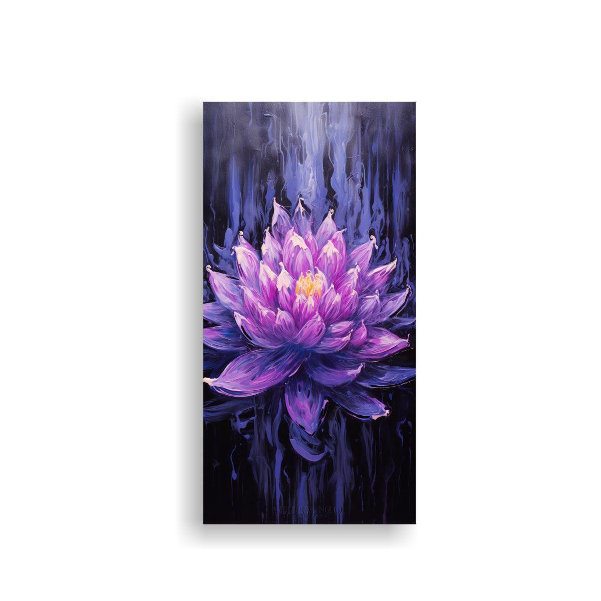 Cuadro Impreso Exuberantes: Pintura De Loto Negro 30x60cm-0