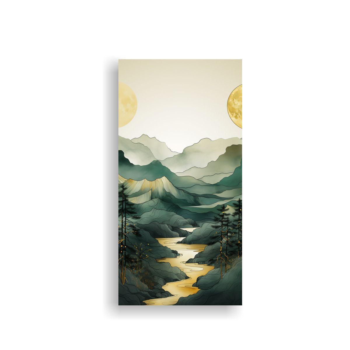 Pintura Minimalista De Montañas En Arte Estilo 40x80cm-0