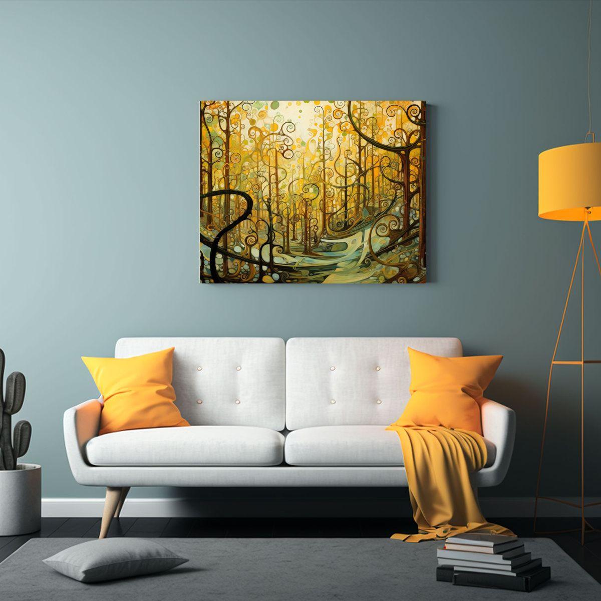 Cuadro Decorativo: Bosque De árboles Conectados Y Pensando  60x40cm-2