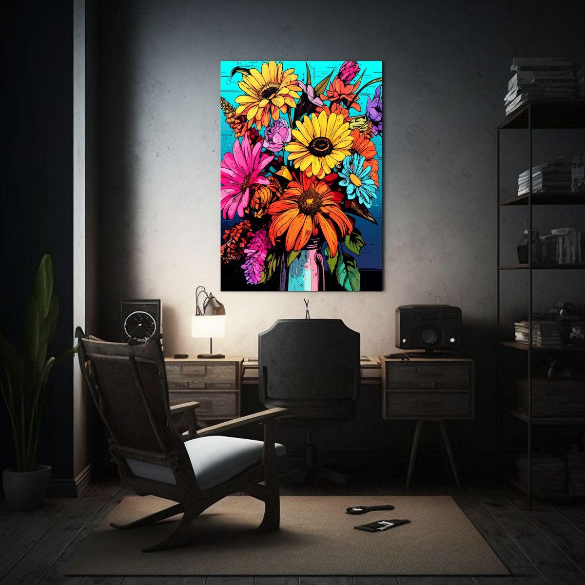 Tela Acuarela Flores Estilo Pop Art 4k 80x120cm-2