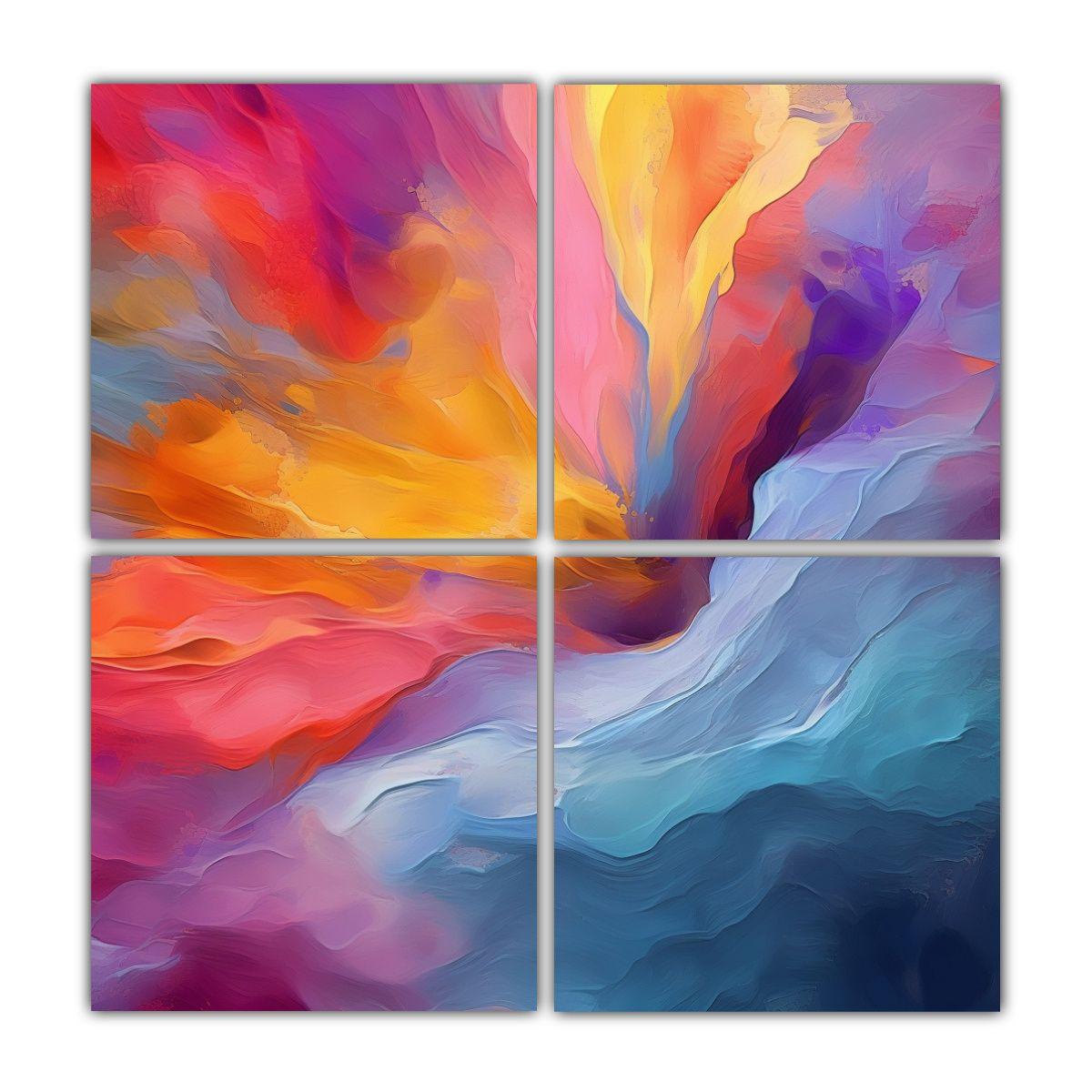 Lienzos Cuadrados Impresos: Pintura Abstracta Con 120x120 Cm-0
