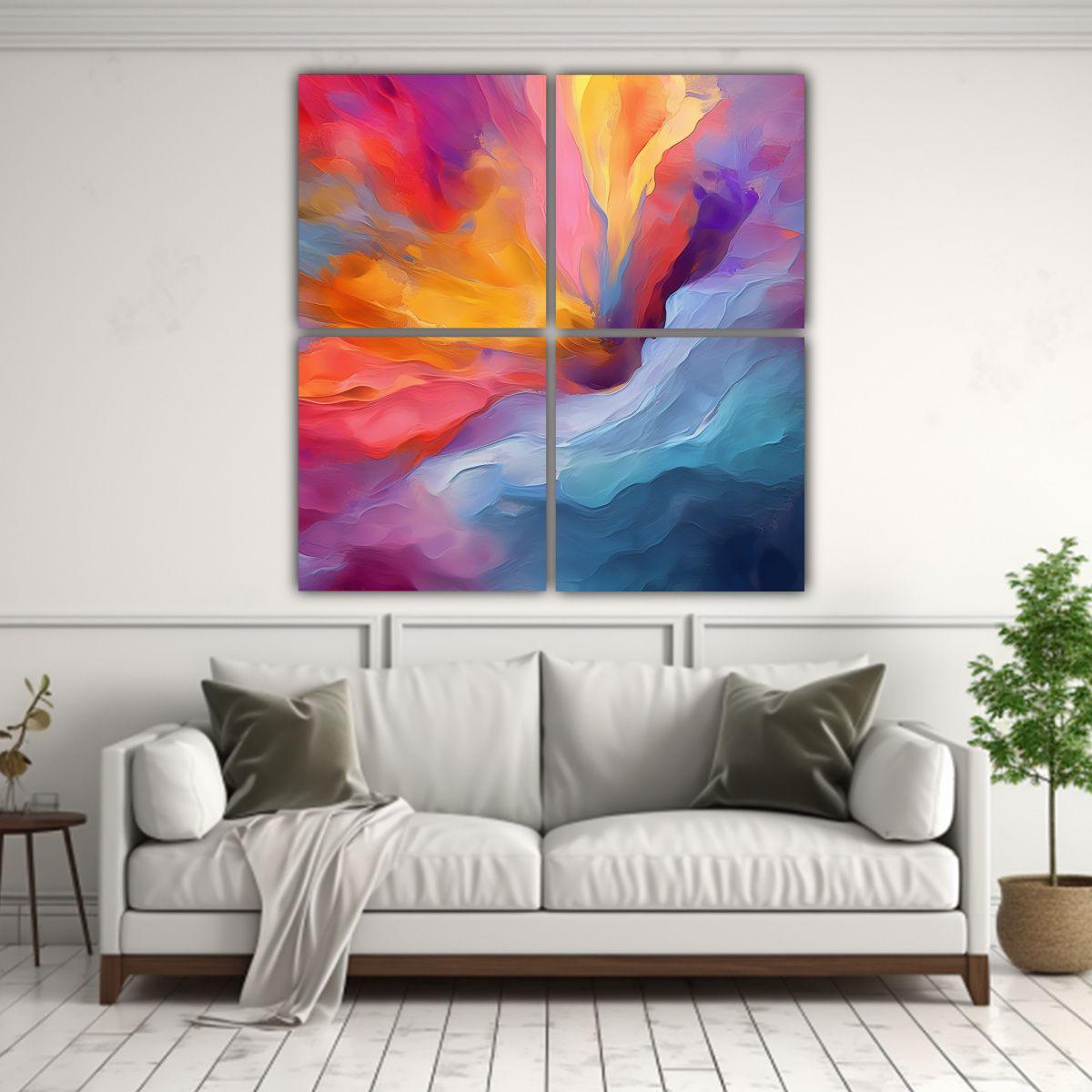 Lienzos Cuadrados Impresos: Pintura Abstracta Con 120x120 Cm-2