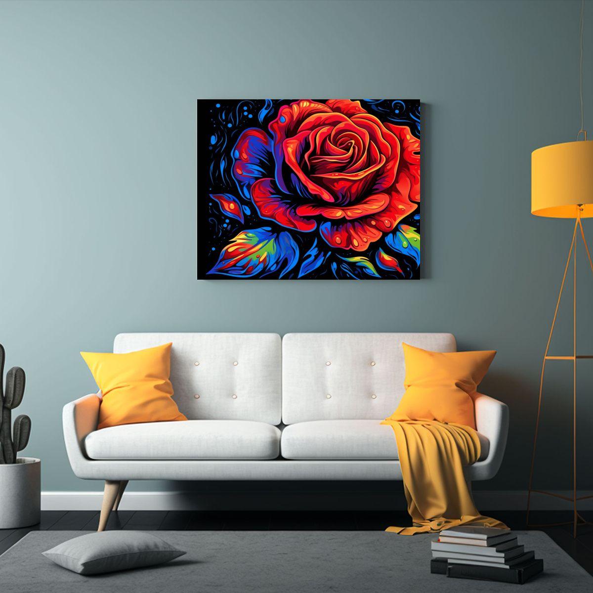 Pintura De Pared Estilo Psicodélico Rosa Roja Enigmática S 90x60cm-2