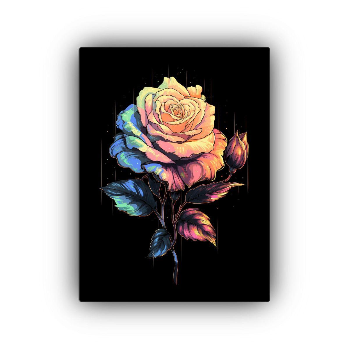 Arte Tema Temática Rosa Negra Arte Pixelado 80x120cm-0