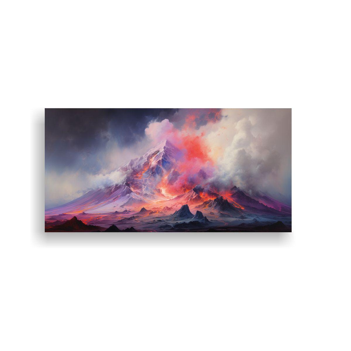 Pintura Abstracta De Un Volcán Con Colores 120x60cm-0