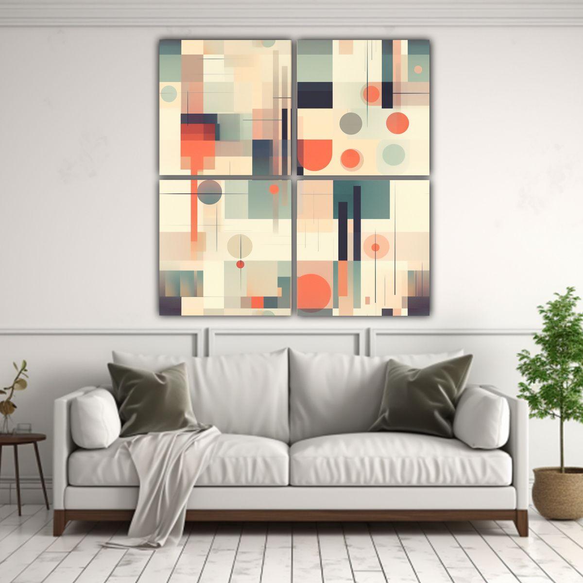 Pintura Abstracta Geométrica Generativa Neutral 140x140 Cm-2