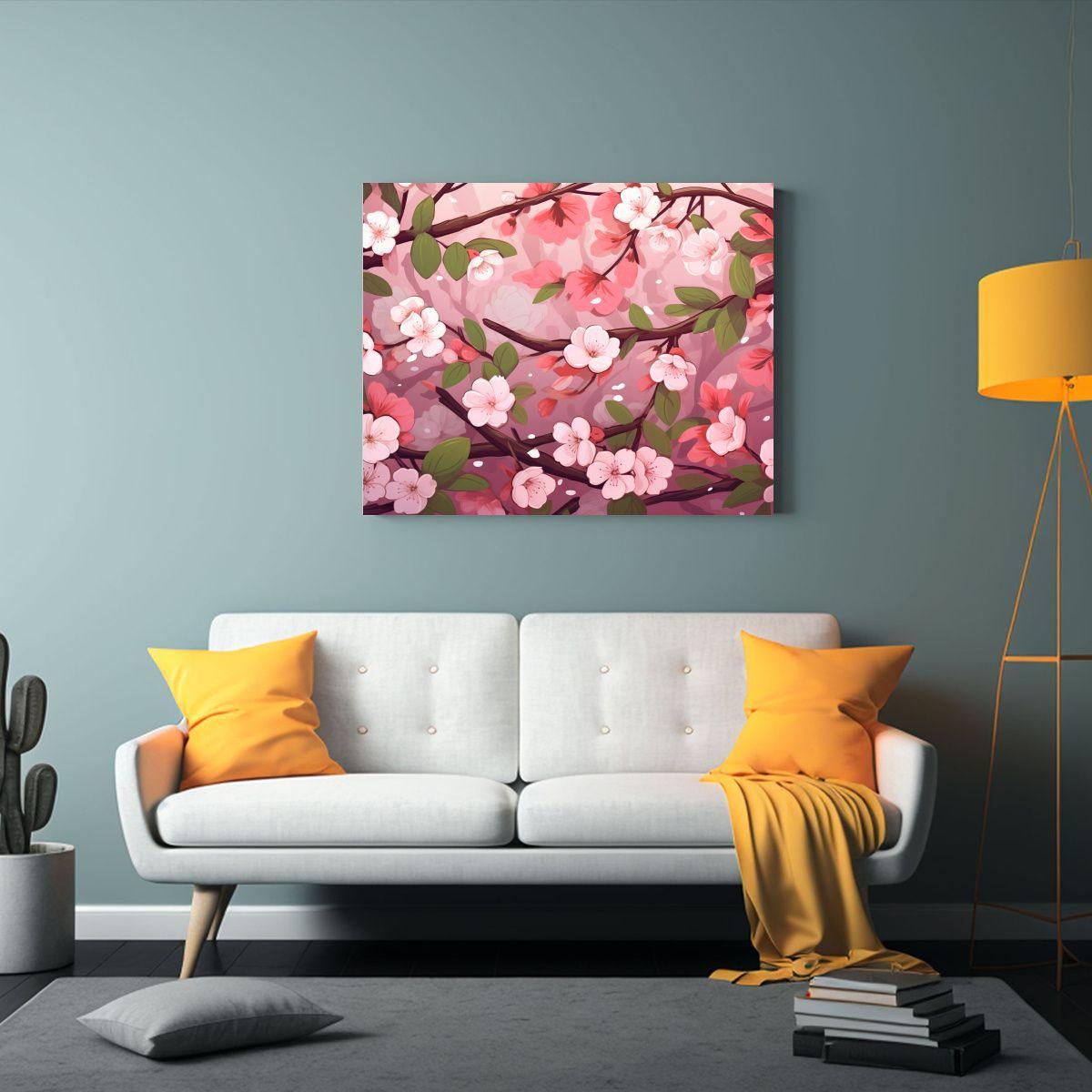 1 Pieza Pintura Decorativa Inspiración Sakura 120x80cm-2