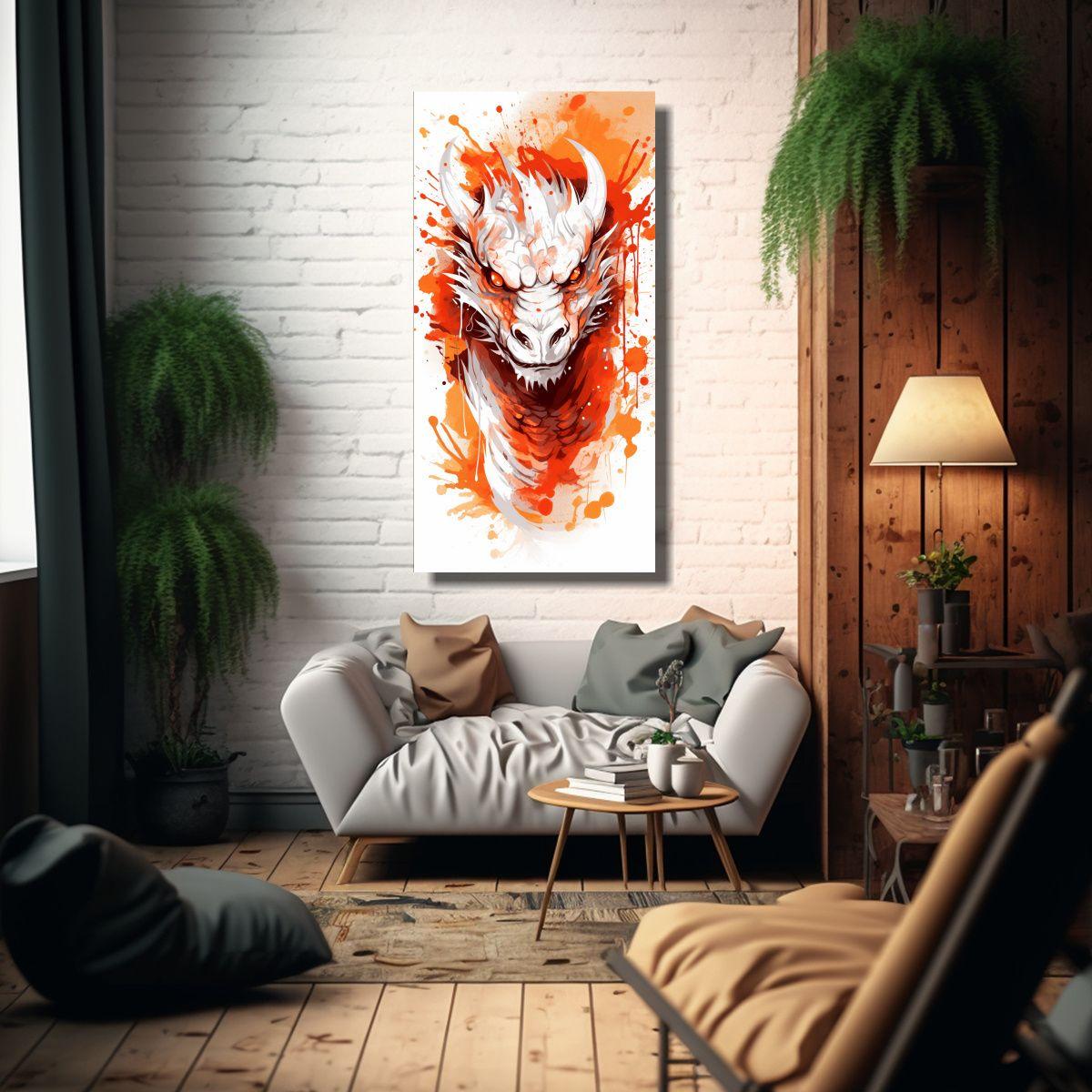 Pintura Decorativa De Arte Expresivo: Dragón En 20x40cm-2