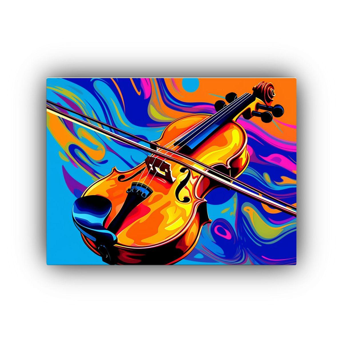 Cuadro Arte De Pared Líneas Finas Arte Grafico Viola Instru 65x50cm-0