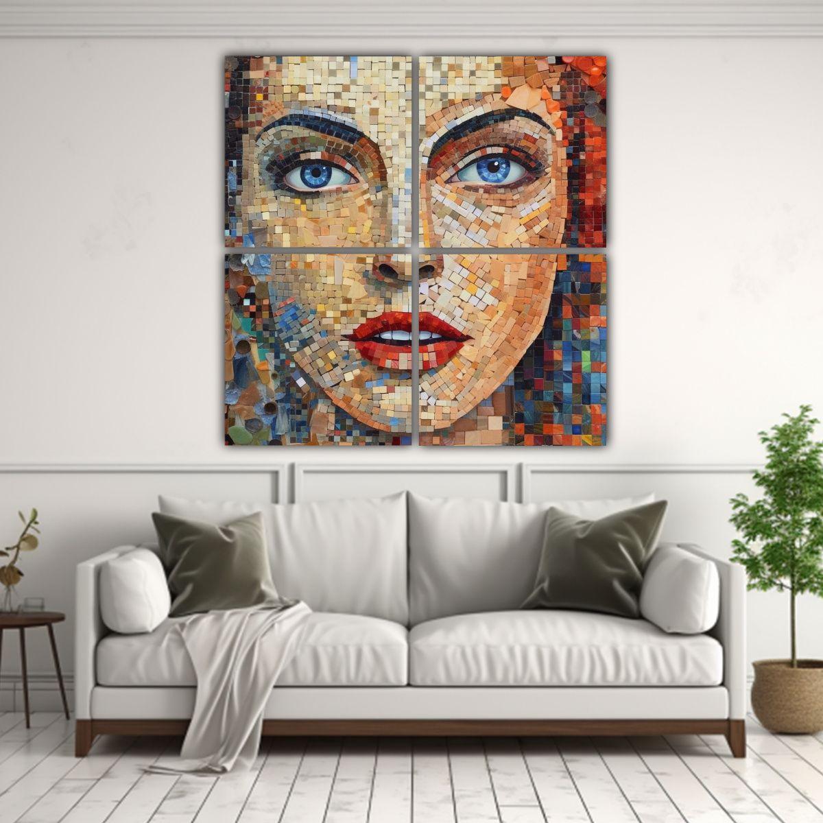 Cuatro Lienzos De Tela Finas Lineas Impacto Visual 60x60 Cm-2