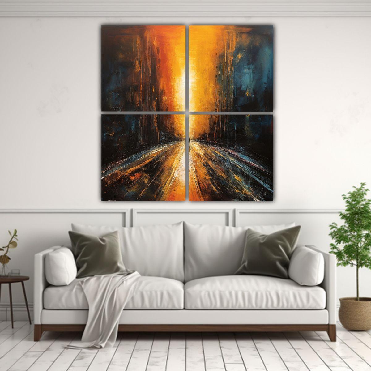 Pintura Inspirada En Cita: Cuadros Tonos Obra 80x80 Cm-2