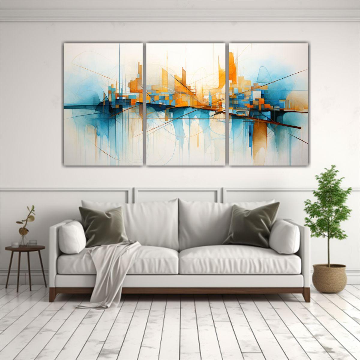 Cuadro Abstracto De Una Escena Urbana En Tonos 90x45 Cm-2