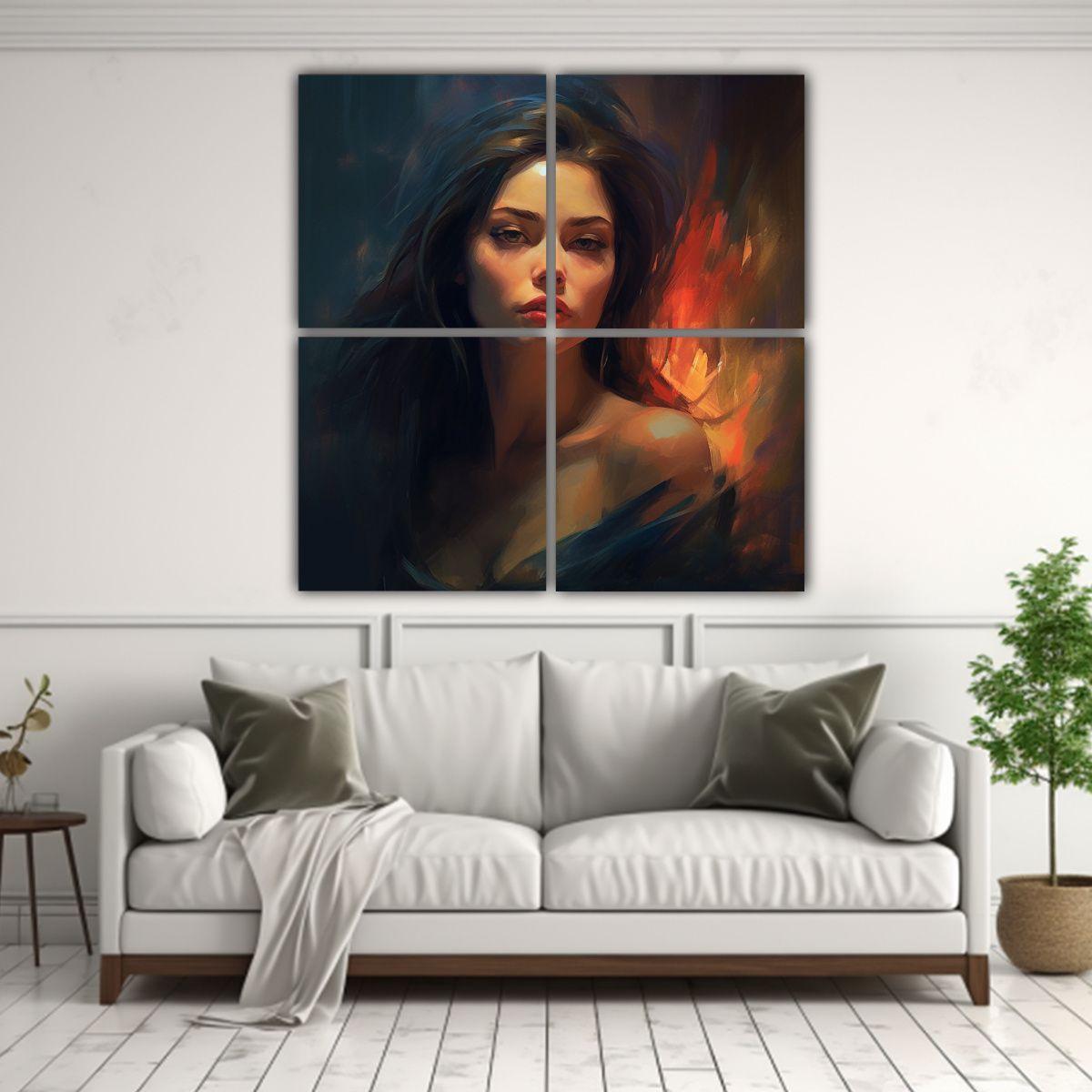 Pintura Estilo óleo Cuatro Artes Inspirador 140x140 Cm-2